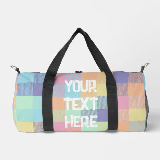 Rainbow Pastel Color Buffalo Check Plaid 90s Small Duffle Bag