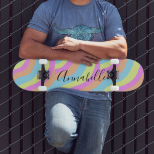 Rainbow Pastel Color Cute Retro Skateboard