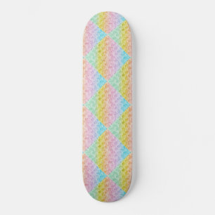 Rainbow Pastel Colors Diamond Pattern Skateboard Deck
