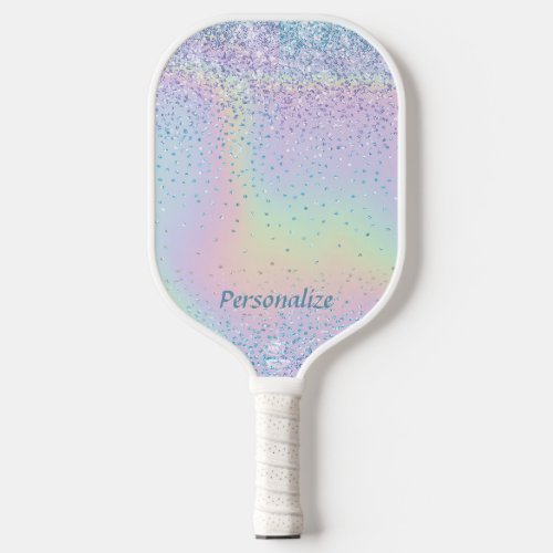 Rainbow Pastel Colors Glam Glitter Personalized Pickleball Paddle