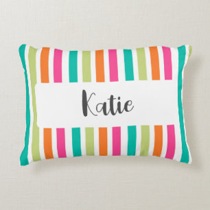 Rainbow pastel colors retro vertical stripes accent pillow