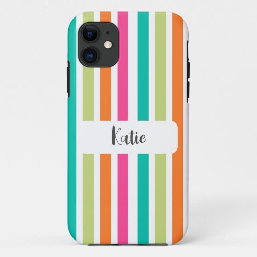 Rainbow pastel colors retro vertical stripes iPhone 11 case