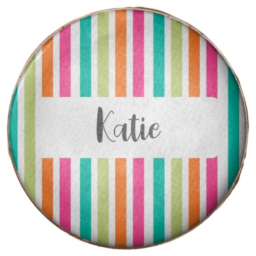 Rainbow pastel colors retro vertical stripes chocolate covered oreo