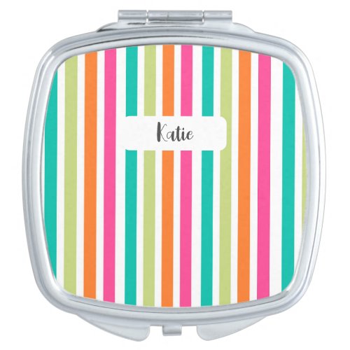 Rainbow pastel colors retro vertical stripes compact mirror