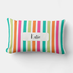 Rainbow pastel colors retro vertical stripes lumbar pillow