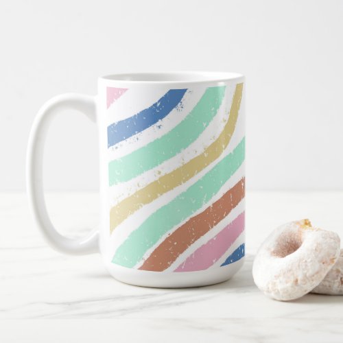 Rainbow Pastel Colors Wavy Brushstrokes Coffee Mug