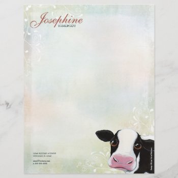 Rainbow Pastel & Cow Personal Letterhead by LisaMarieArt at Zazzle