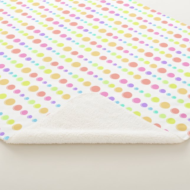 Rainbow Pastel Dots Pattern Sherpa Blanket (3/4)