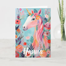 Rainbow Pastel Dream Unicorn Folded Card