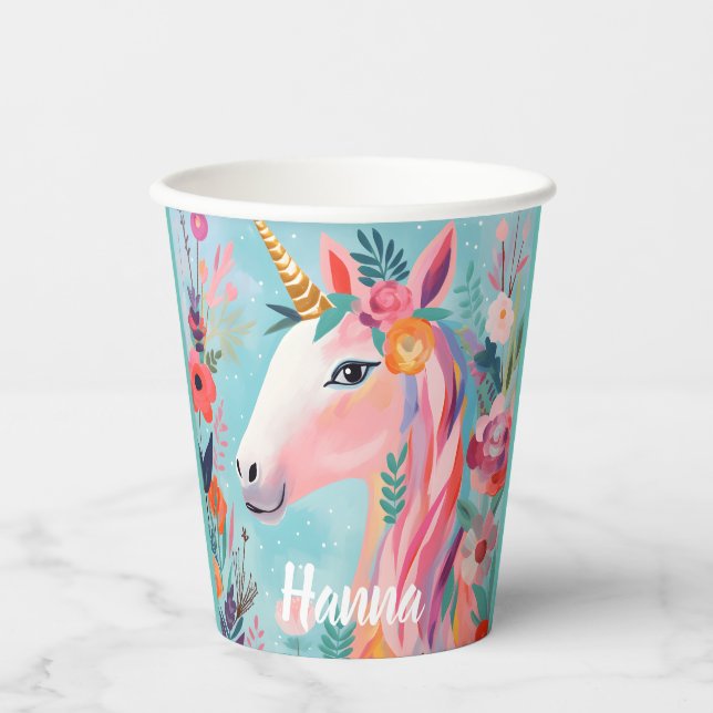 Rainbow Pastel Dream Unicorn Paper Cups (Front)
