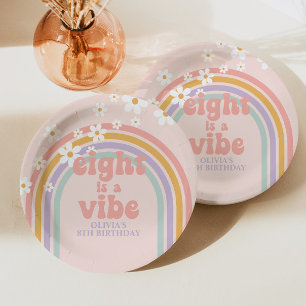 Rainbow Pastel Eight is a Vibe 8th birthday Paper Plates