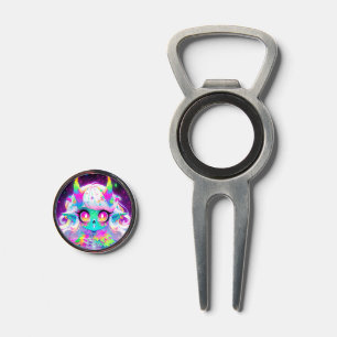 Rainbow Pastel Fantasy Skull Demon Anime Girl Divot Tool