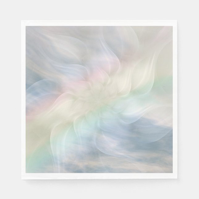 Rainbow Pastel floral Mandala design Paper Napkins (Front)