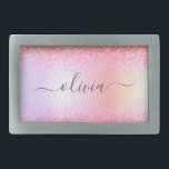 Rainbow Pastel Girly Glitter Metal Monogram Name Belt Buckle<br><div class="desc">Rainbow Pastel Faux Foil Metallic Sparkle Glitter Brushed Metal Monogram Name Belt Buckle. This makes the perfect graduation, sweet 16 16th, 18th, 21st, 30th, 40th, 50th, 60th, 70th, 80th, 90th, 100th birthday, wedding, bridal shower, anniversary, baby shower or bachelorette party gift for someone that loves glam luxury and chic styles....</div>