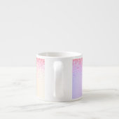 Rainbow Pastel Girly Glitter Metal Monogram Name Espresso Cup (Back)