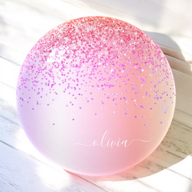 Rainbow Pastel Girly Glitter Metal Monogram Name Paperweight (Creator Uploaded)