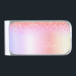 Rainbow Pastel Girly Glitter Metal Monogram Name Silver Finish Money Clip<br><div class="desc">Rainbow Pastel Faux Foil Metallic Sparkle Glitter Brushed Metal Monogram Name Money Clip. This makes the perfect graduation,  sweet 16 birthday,  wedding,  bridal shower,  anniversary,  baby shower or bachelorette party gift for someone that loves glam luxury and chic styles.</div>