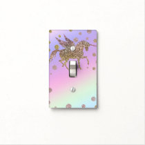 Rainbow Pastel Gold Dots Unicorn Trendy Girls Light Switch Cover