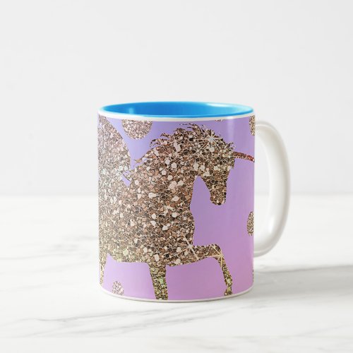 Rainbow Pastel Gold Dots Unicorn Trendy Girls Two_Tone Coffee Mug