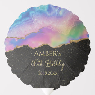 Rainbow Pastel Gold Glitter Abstract Watercolor  Balloon