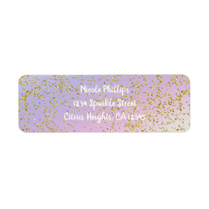 Rainbow Pastel Gold Glitter Fantasy Birthday Party Label