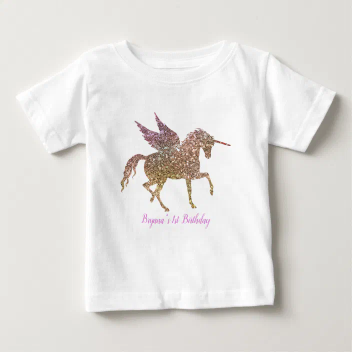 Party Gift Soft Light Birthday Royal Crown Pink Unicorn T-Shirt Girls 100% Cotton 
