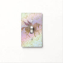 Rainbow Pastel Gold Glitter Unicorn Trendy Girls Light Switch Cover