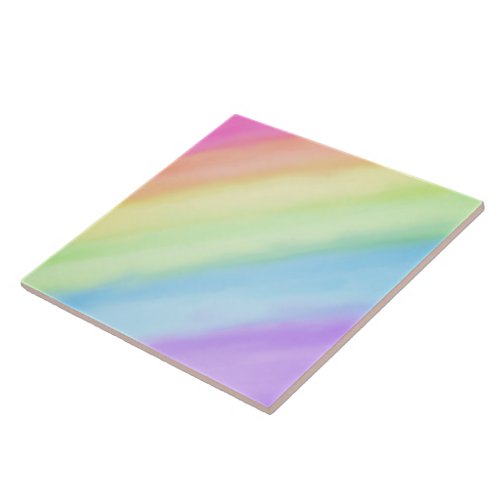 Rainbow Pastel Gradient Ombr  Ceramic Tile