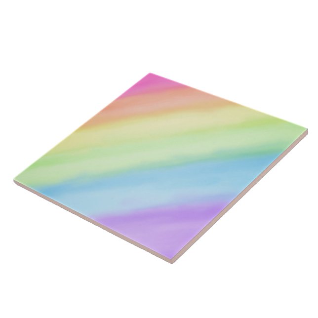 Rainbow Pastel Gradient Ombré  Ceramic Tile (Side)