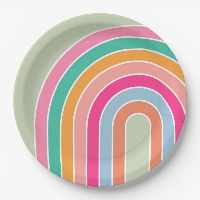Rainbow Pastel Green Paper Plates (Front)