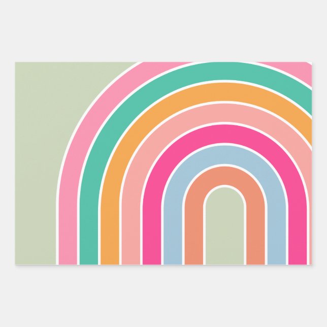 Rainbow Pastel Green Wrapping Paper Sheets (Front)
