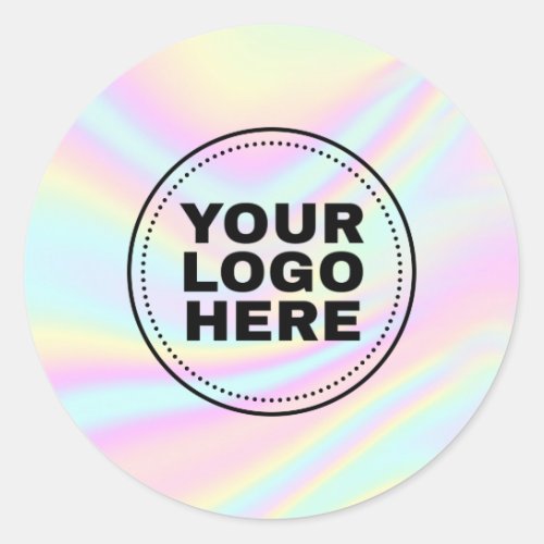 Rainbow Pastel Holographic Custom Logo Classic Round Sticker