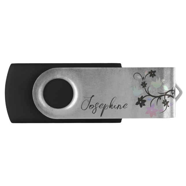 Rainbow Pastel Lovebirds Personalized Flash Drive (Front)