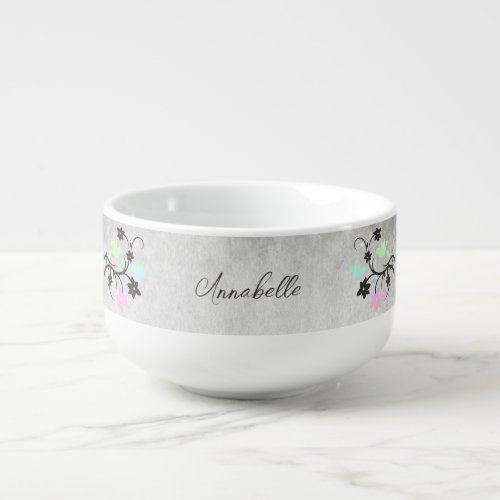 Rainbow Pastel Lovebirds Personalized Soup Mug