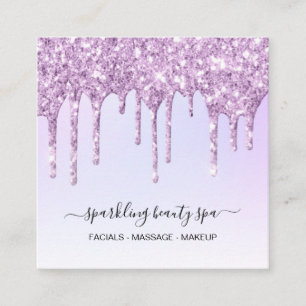 *~* Rainbow Pastel Magenta Drip GLITTER AP7 Square Business Card