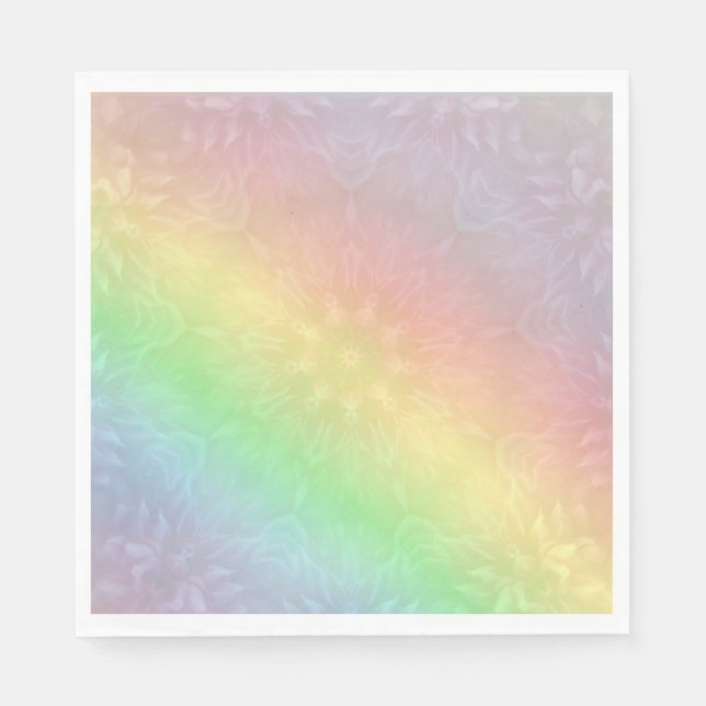 Rainbow Pastel Mandala design Napkins (Front)