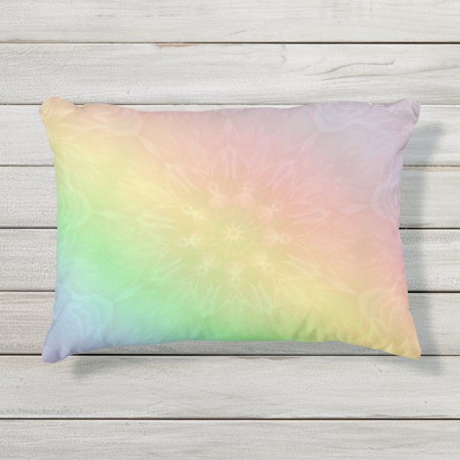 Rainbow Pastel Mandala design Outdoor Pillow