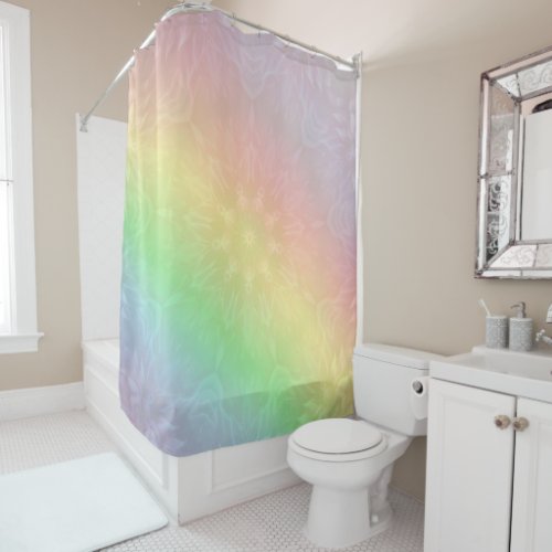 Rainbow Pastel Mandala design Shower Curtain