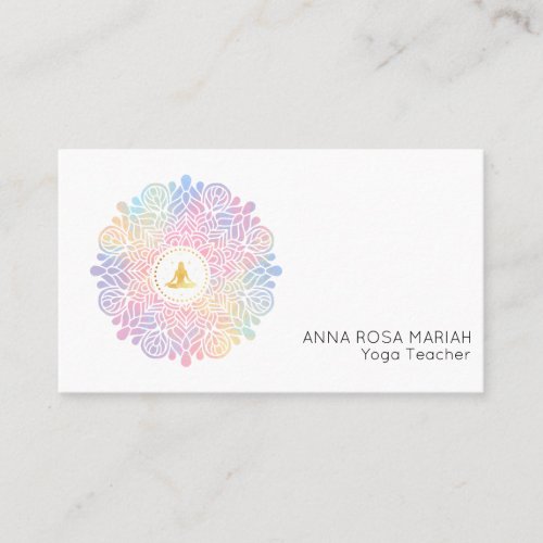 Rainbow Pastel Mandala Women Meditation Energy Business Card