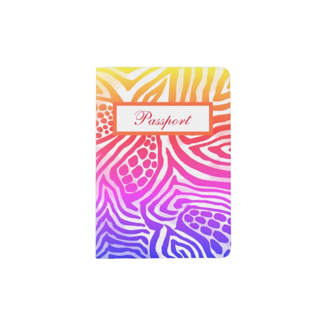 Rainbow Pastel Multi Animal Print Passport Cover (Front)