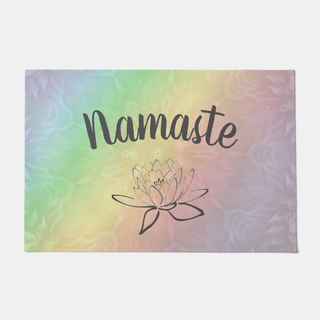 Rainbow pastel Namaste Doormat (Front)