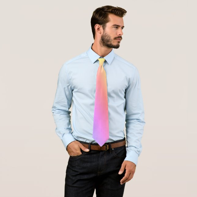 Rainbow Pastel Ombré Pink Blue Purple 4Matt Neck Tie (In Situ)