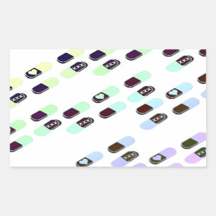 Rainbow Pastel Pills Pattern Rectangular Sticker