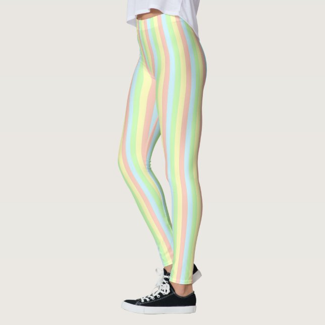 Rainbow Pastel Pinstripe Leggings (Left)