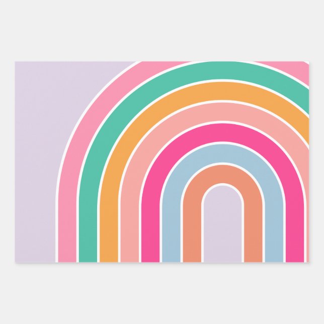 Rainbow Pastel Purple Wrapping Paper Sheets (Front)