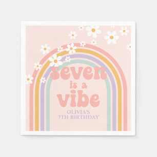 Rainbow Pastel Seven is a Vibe 7th birthday Napkins