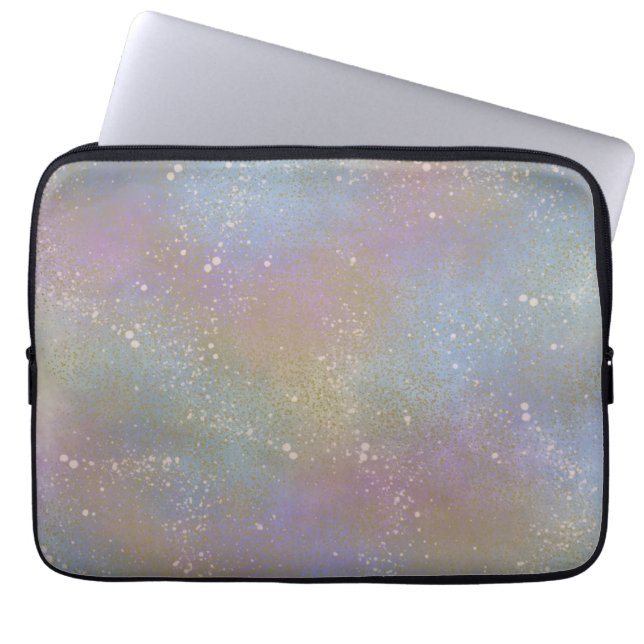 Rainbow Pastel Splatter Holographic  Laptop Sleeve (Front)