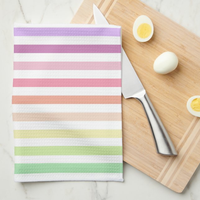Rainbow Pastel Stripes Kitchen Towel (Quarter Fold)