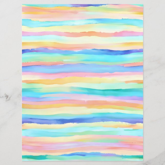 Rainbow Pastel stripes scrapbook paper (Front)