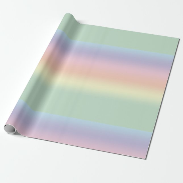 Rainbow Pastel Stripes Wrapping Paper (Unrolled)